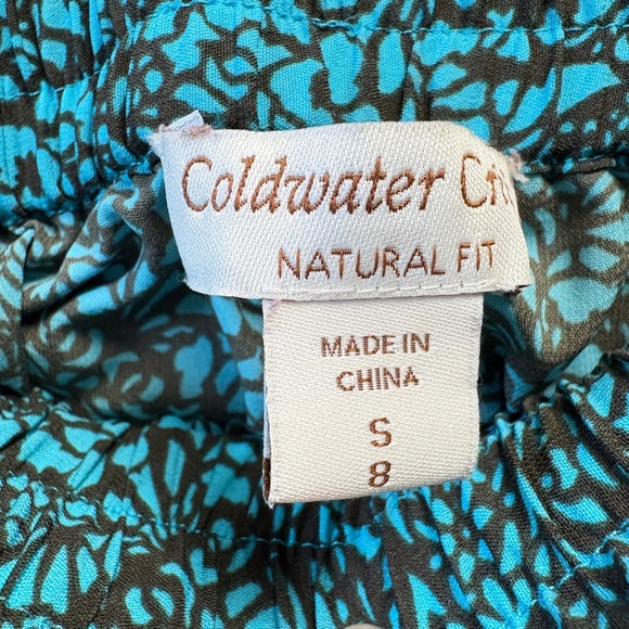 Coldwater Creek Pants Women Sz Small Blue Floral Print Natural Fit Elastic Waist - Picture 2 of 16